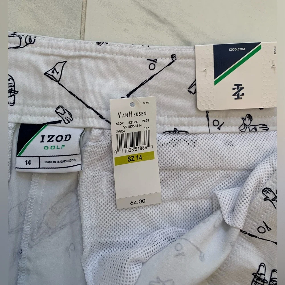 Izod Golf Stretch Chino Graphic Active Performance Shorts NWT